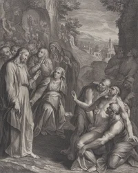 Die Auferweckung des Lazarus, mit Christus links stehend, ca. 1729