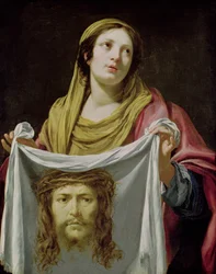 Die heilige Veronika hält das Schweißtuch Christi