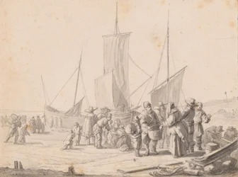 Strand mit Fischverkäufern