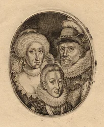 Anne von Dänemark; König Karl I. als Prinz von Wales; König Jakob I. von England und VI. von Schottland von Simon De Passe