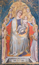 Madonna und Kind auf dem Thron unter Engeln, ca. 1390-1399