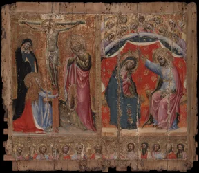 Kleiner Altar mit der Kreuzigung, der Krönung der Jungfrau Maria und Christus und den Aposteln