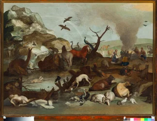 Noahs Opfer nach der Flut Gemälde von Sinibaldo Scorza (1589-1631) 17. Jahrhundert Genua, Musei di Strada Nuova