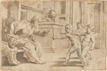 Putti testen die Tiefenwahrnehmung eines Mannes