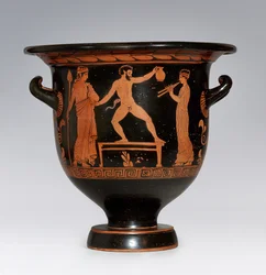 Satyr tanzt Apulischer Krater, ca. 420-410 v. Chr.