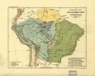 Verbreitungsgebiete für Bogen- und Pfeiltypen in Zentralbrasilien