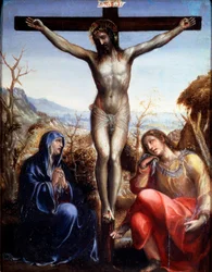 Die Kreuzigung mit der Jungfrau und Johannes dem Täufer, um 1540