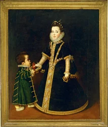 Mädchen mit einem Zwerg, vermutlich ein Porträt von Margarida von Savoyen, Tochter des Herzogs und der Herzogin von Savoyen