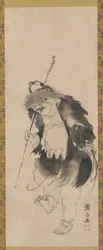 Gama Sennin (chinesischer Hou Xiansheng) und seine dreibeinige Kröte