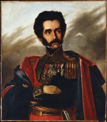 Porträt des Befreiers, Simon Bolivar, Halbfigur, in voller Uniform, ca. 1840