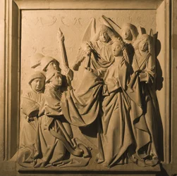 Basrelief von Saint Idelfonso, der sein Messgewand erhält, Innenraum der La Mezquita, Cordoba, 1507