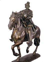 Reiterporträt von Hernan Cortes (oder Cortez) (1485-1547), spanischer Konquistador. Anonyme Bronzeskulptur des 16. Jahrhunderts. Armee Museum, Madrid