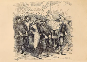 Erster Carlistenkrieg (1833-1840): Carlisten-General Tomas Zumalacarregui (1788-1835) verwundet während der Belagerung von Bilbao