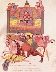 Fol.150v Tod von Isebel, aus der Bibel Mozarabe