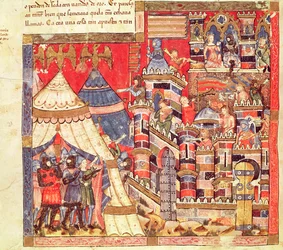 Fol.40v Das griechische Lager und die Stadt Troja, aus dem Codex Benito Santa Mora