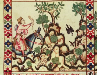 Fol.64r Die Falkenjagd, aus dem Manuskript unter der Leitung von Alfonso X Der Weise König von Kastilien und León