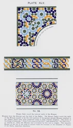 Mosaik-Dado rund um die Innenwände der Moschee (Farblitho)