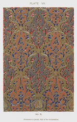 Ornamente in Paneelen, Halle der Botschafter (Farblithografie)