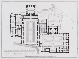 Plan des Alhambra-Palastes in Granada (Lithografie)