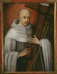 St. Bernhard von Clairvaux trägt die Leidenswerkzeuge
