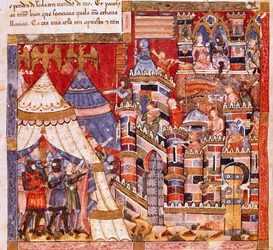 Trojanischer Krieg: Die Stadt Troja und das griechische Lager (Detail)