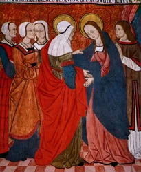 Heimsuchung, Tafel aus der Kirche San Andres von Tortura, spätes 15. Jahrhundert - frühes 16. Jahrhundert (bemaltes Holz)