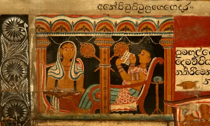 Wandgemälde im Bildhaus des Subdharama-Tempels, Dehiwala