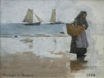 Fischerin am Strand