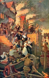 Der Große Brand von London im Jahr 1666, Illustration aus Hutchinsons 