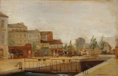 Der Canal Saint-Martin in Paris mit Schleuse