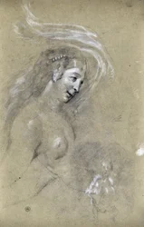 Studie eines Frauenprofils (Zeichnung)