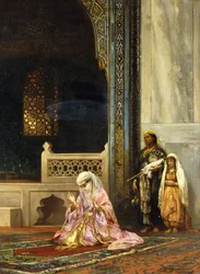 Eine türkische Frau betet in der Grünen Moschee, Bursa, 1878