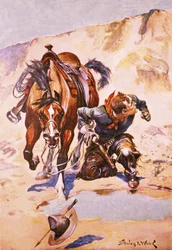 Cowboy von Indianern verfolgt