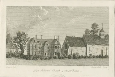 Pipe Ridware Kirche und Herrenhaus: Gravur, undatiert [1762-1798]