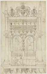 Sandon Kirche - Grab von Sampson Erdeswicke: Feder- und Tintenzeichnung, undatiert [?18. Jh.]