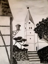 Kirche St. Aegidius in schwarz/weiß