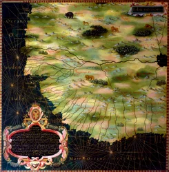 Karte der westafrikanischen Küsten (Libyen, Guinea, Sierra Leone, Senegal) von Stefano Bonsignori (gest. 1589) 1581