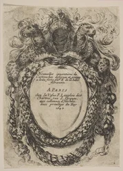 Kartusche mit Titel: Nouvelles Inventions de Cartouches, 1647