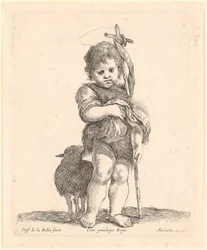 Johannes der Täufer als Knabe, sein Kleid raffend