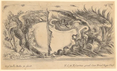 Kartusche mit Adler und Schlangen