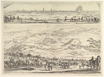 Plan und Ansicht der Belagerung von Arras: unterer Teil der Platte mit einer topographischen Ansicht, 1641
