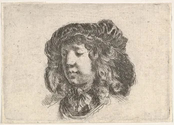 Kopf eines jungen Mannes in einer mit Federn geschmückten Mütze, ca. 1646