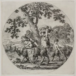 Satyrfamilie beim Spaziergang