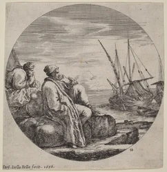 Hafen mit zwei türkischen Kaufleuten
