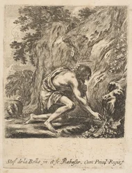 St. Johannes der Täufer schöpft Wasser aus einer Quelle, ca. 1649
