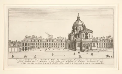 Ansicht und Perspektive der Kapelle und des Hauses der Sorbonne