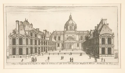 Ansicht und Perspektive der Kapelle und des Hauses der Sorbonne