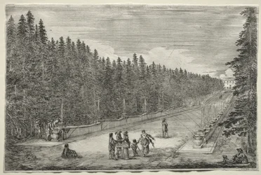 Ansichten der Villa von Pratolino: Die Promenade der Brunnen