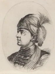 Junger Mohr mit Federturban, nach links gewandt, 1649-1650.