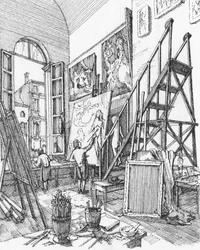 Ein Künstleratelier in Venedig